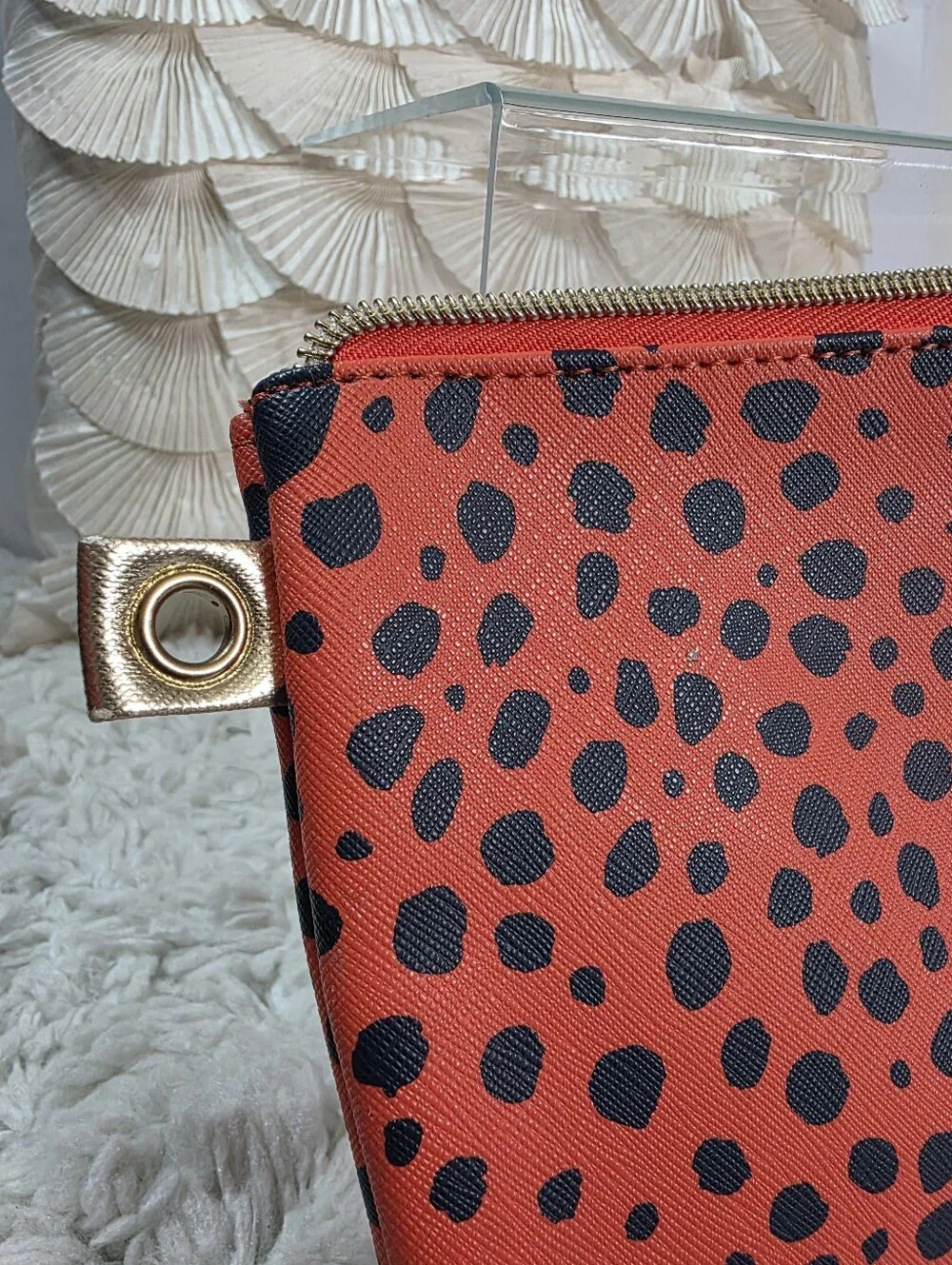 Dabney Lee , Leopard-Print Zip Pouch with Gold Trim
